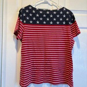 Karen Scott Woman Red, White, And Blue Short Sleeve Boat Neck T-shirt - Size 0X